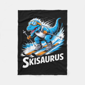 Couverture Polaire T-rex ski sport d'hiver skieur dino drôle de ski