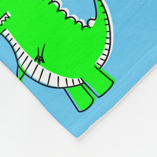 Couverture Polaire T-Rex Vert Mignonne Sur Bleu (Coin)
