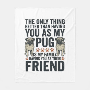 Couverture Polaire T-shirt à gravure vintage ami famille Pug drôle De
