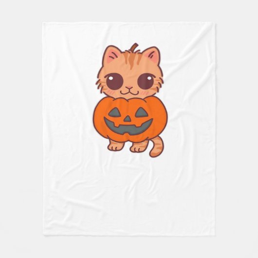 Couverture Polaire T-Shirt Chat Halloween Cute - Deux Chats Kawaii Ho (Devant)