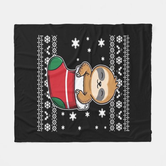Couverture Polaire T-shirt classique de Noël Sloth (Devant (Horizontal))