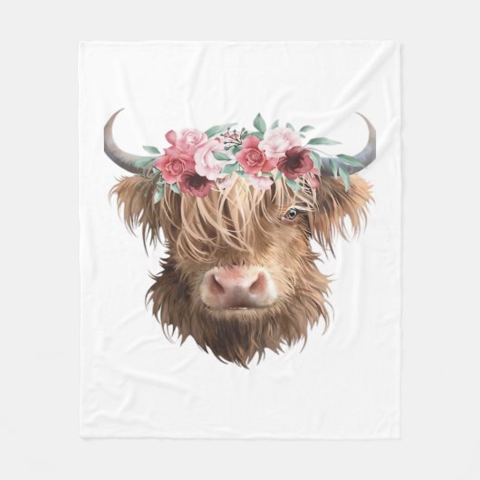 Couverture Polaire T-shirt classique Peinture de vache Highland (Devant)