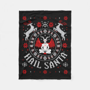 Couverture Polaire T-shirt de Noël laid Hail Santa Démon méditant