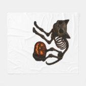 Couverture Polaire T-shirt déplaisant Chat Squelette Halloween Cadeau (Devant (Horizontal))