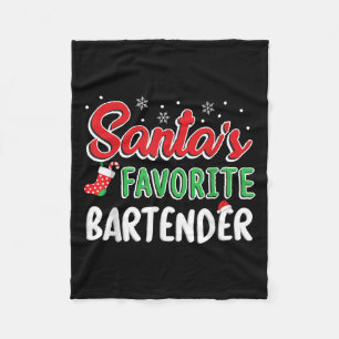 Couverture Polaire T Shirt du Barman Favori du Père Noël Fête de Noël