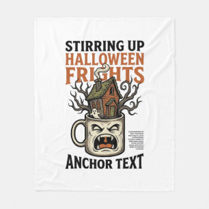 Couverture Polaire T-shirt graphique avec mug Halloween haunté Café e