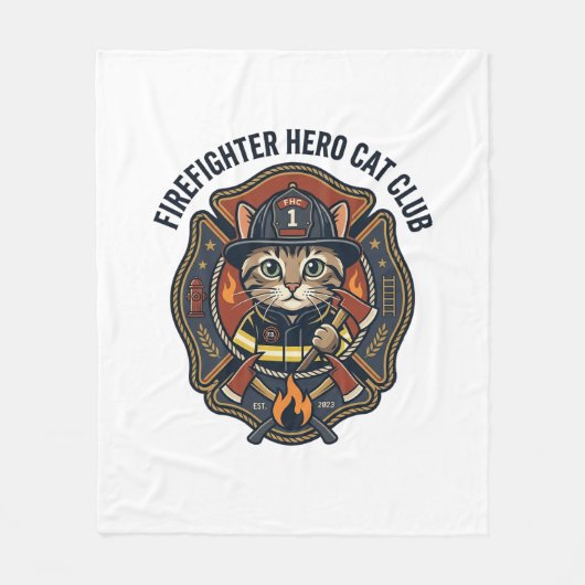 Couverture Polaire T-shirt graphique chat héros pompier - Feu (Devant)