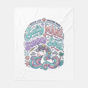 Couverture Polaire T-Shirt Licorne Crinière Salée Âme Ensoleillée Sty