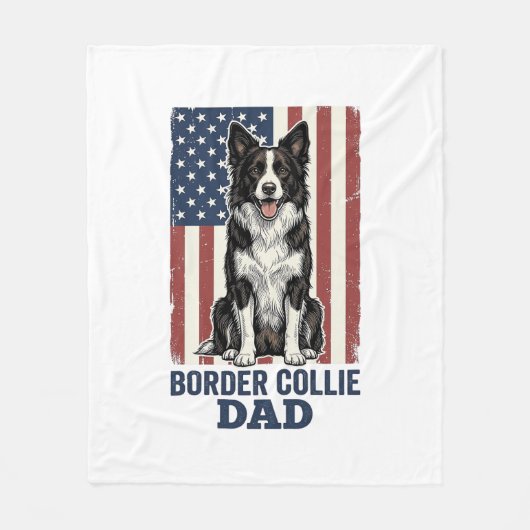 Couverture Polaire T-shirt pour chien vintage patriotique papa Border (Devant)
