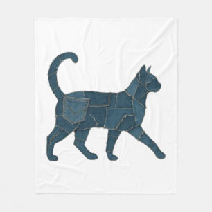 Couverture Polaire T-Shirt Rétro Drôle Patch En Denim Animal Chat