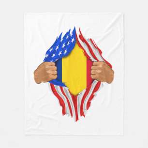 Couverture Polaire T-Shirt Sang Roumain en Moi Drapeau de la Roumanie