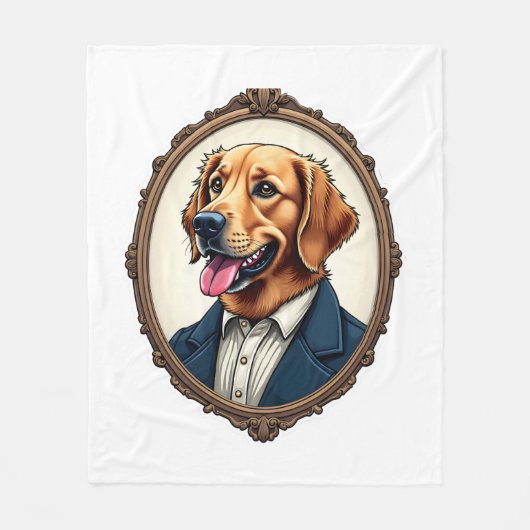 Couverture Polaire T-shirt vintage avec portrait de retriever doré pa (Devant)