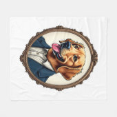 Couverture Polaire T-shirt vintage avec portrait de retriever doré pa (Devant (Horizontal))
