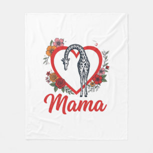 Couverture Polaire T-shirt vintage girafe maman cœur floral Design_1