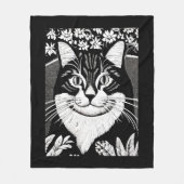 Couverture Polaire Tabby Cat entouré de fleurs (Devant)
