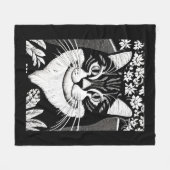 Couverture Polaire Tabby Cat entouré de fleurs (Devant (Horizontal))