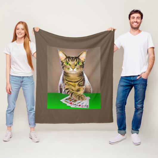 Couverture Polaire Tabby Cat Jouer Poker (En situation)