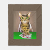 Couverture Polaire Tabby Cat Jouer Poker (Devant)