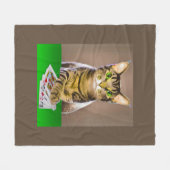 Couverture Polaire Tabby Cat Jouer Poker (Devant (Horizontal))