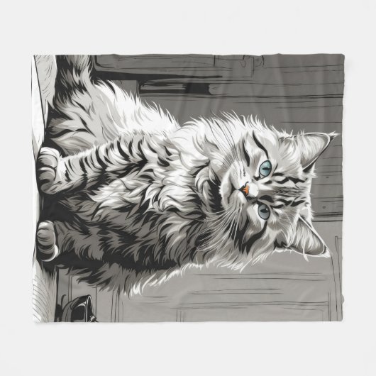 Couverture Polaire Tabby Gris (Devant (Horizontal))