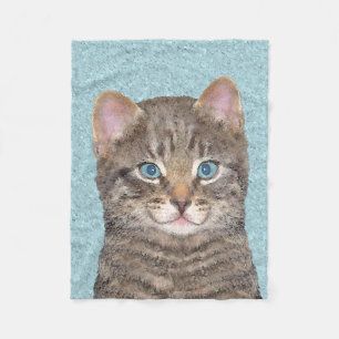 Couverture Polaire Tabby Gris Peinture Chat - Cute Original Art Chat