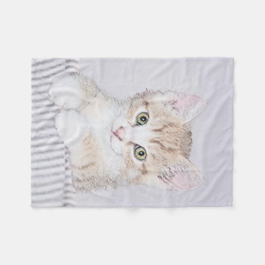 Couverture Polaire Tabby Orange Kitten Peinture - Art Chat original (Devant (Horizontal))