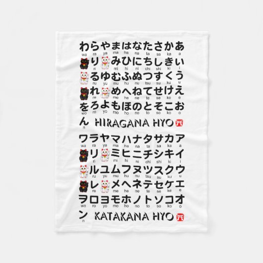 Couverture Polaire Table japonaise Hiragana & Katakana (Lucky cat) (Devant)