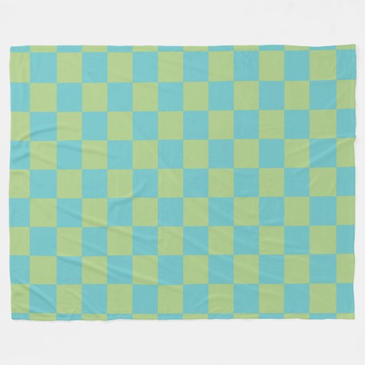 Couverture Polaire Tableau À damiers Motif en bleu et vert  (Devant (Horizontal))