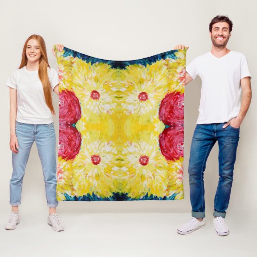 Couverture Polaire Tableau abstrait de l'explosion florale (En situation)