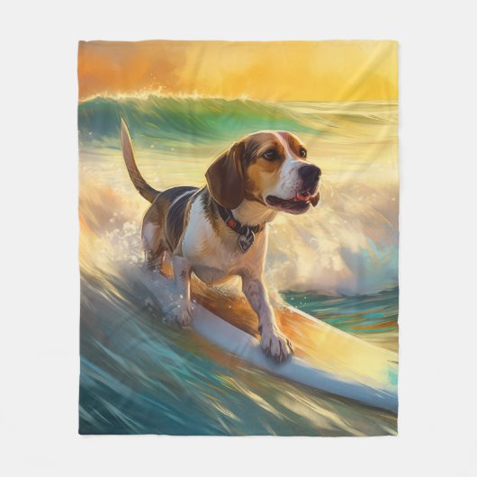 Couverture Polaire Tableau de surf de plage beagle (Devant)