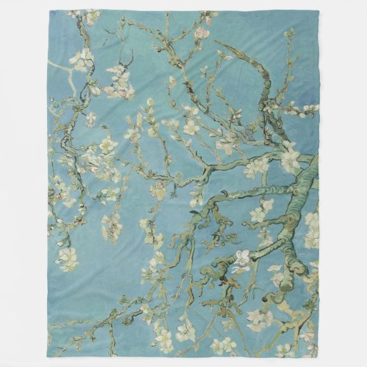 Couverture Polaire Tableau des fleurs d'amandes de Van Gogh (Devant)