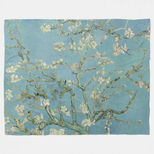Couverture Polaire Tableau des fleurs d'amandes de Van Gogh (Devant (Horizontal))