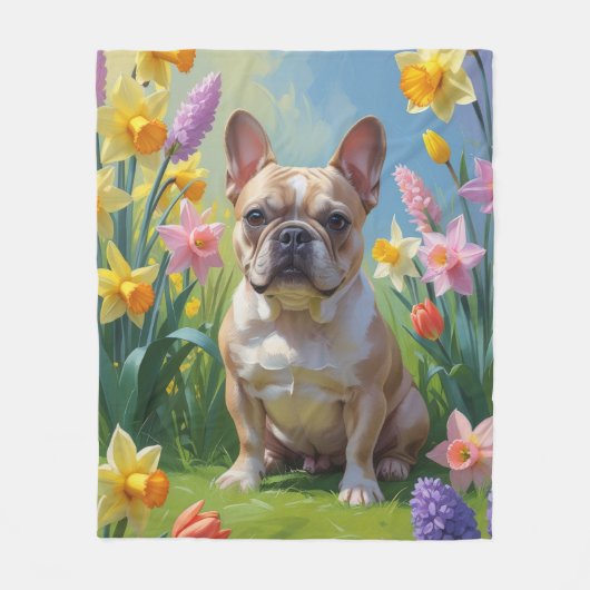 Couverture Polaire Tableau des fleurs de printemps de Bulldog (Devant)