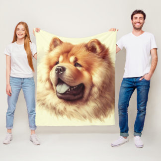 Couverture Polaire Tableau vintage Chow-Chow