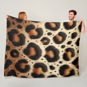Couverture Polaire Taches d'Impression Animale Fourrure Léopard Beige