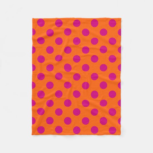 Couverture Polaire Taches pointillées fuchsia sur orange (Devant)