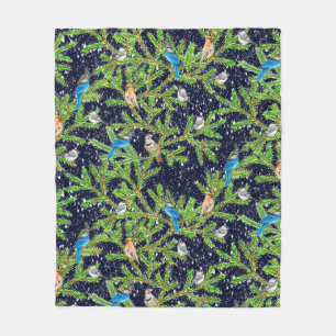 Couverture Polaire Tahoe Mountain Winter Birds in Night Snow