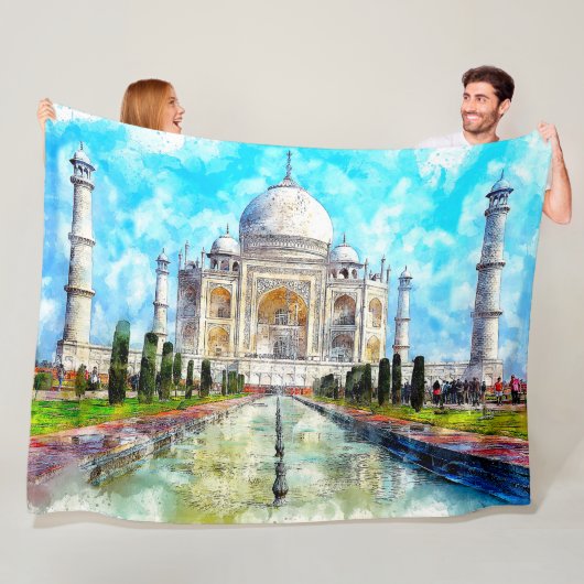 COUVERTURE POLAIRE TAJ MAHAL PEINTURE (En situation)
