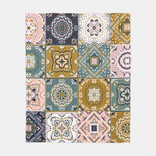 Couverture Polaire Talavera Indian : Patchwork, Ethnic Mosaic. (Devant)