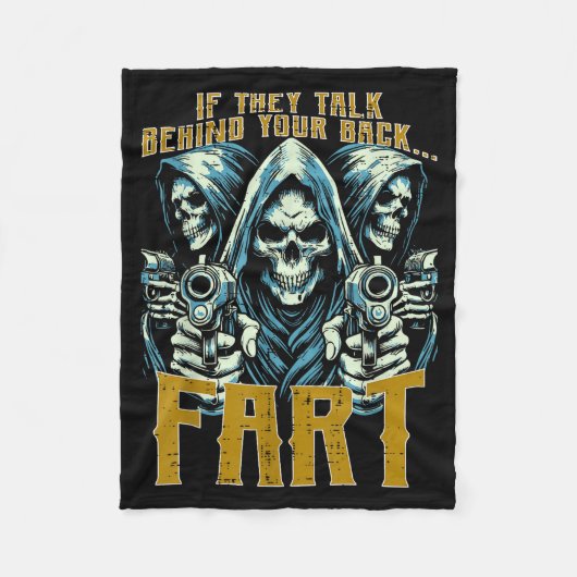 Couverture Polaire Talk Behind Your Back Fart Skeleton Funny Saying M (Devant)