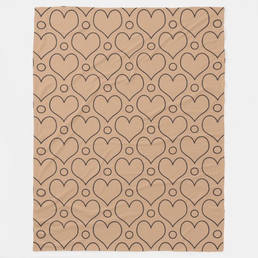 Couverture Polaire Tan et Black Love Coeurs et motif Pois (Devant)