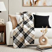 Couverture Polaire Tan et plaid noir