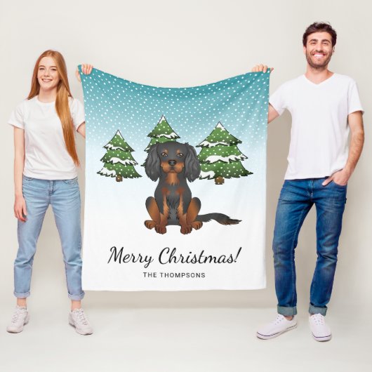 Couverture Polaire Tan Noir Cavalier King Charles Spaniel En Hiver (En situation)