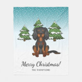 Couverture Polaire Tan Noir Cavalier King Charles Spaniel En Hiver (Devant)