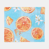 Couverture Polaire Tangerines Aquarelle : Bleu Tissu Luxueux (Devant (Horizontal))