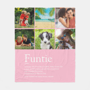 Couverture Polaire Tante Funtie Tatie Définition Collage Photo Rose