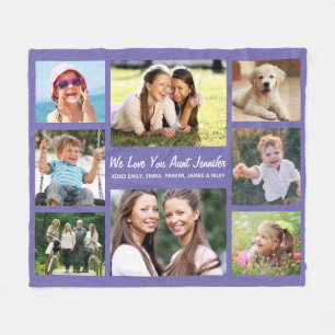 Couverture Polaire Tante Photo Collage Purple