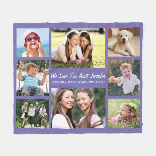 Couverture Polaire Tante Photo Collage Purple (Devant (Horizontal))
