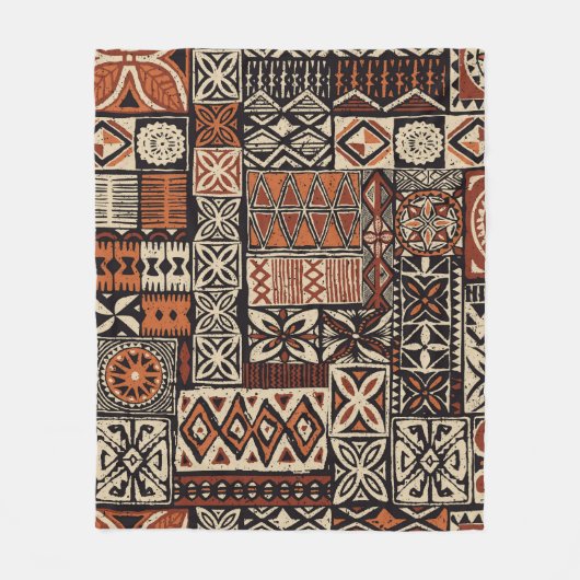 Couverture Polaire Tapa hawaïen : Patchwork tribal (Devant)
