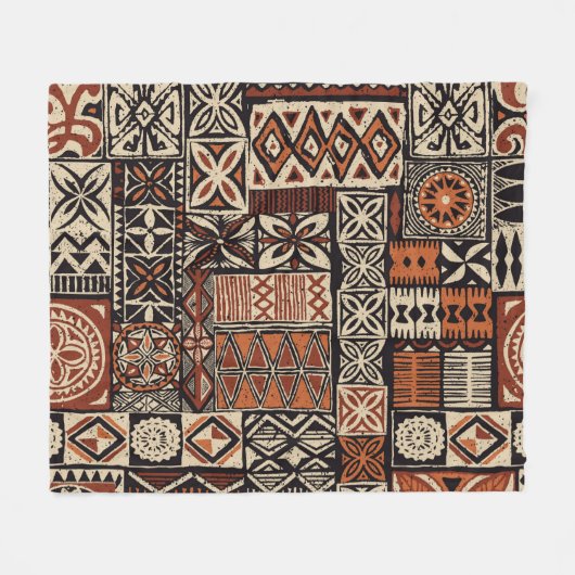 Couverture Polaire Tapa tissu tribal de style hawaïen abstrait patchw (Devant (Horizontal))